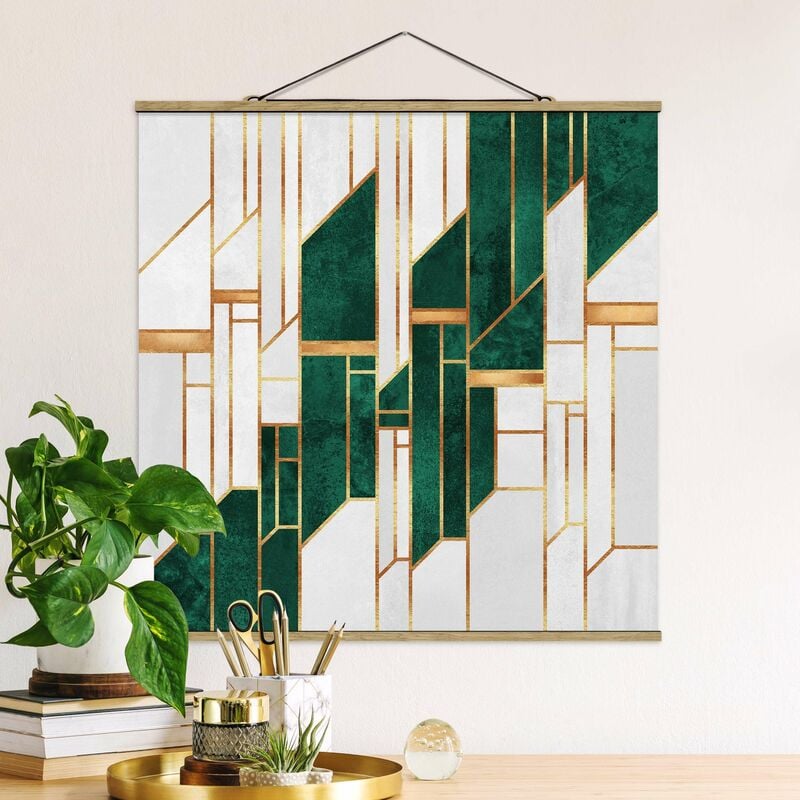 

Imagen de tela - Elisabeth Fredriksson - Emerald And gold Geometry - Cuadrado 1:1 Dimensión LxA: 100cm x 100cm
