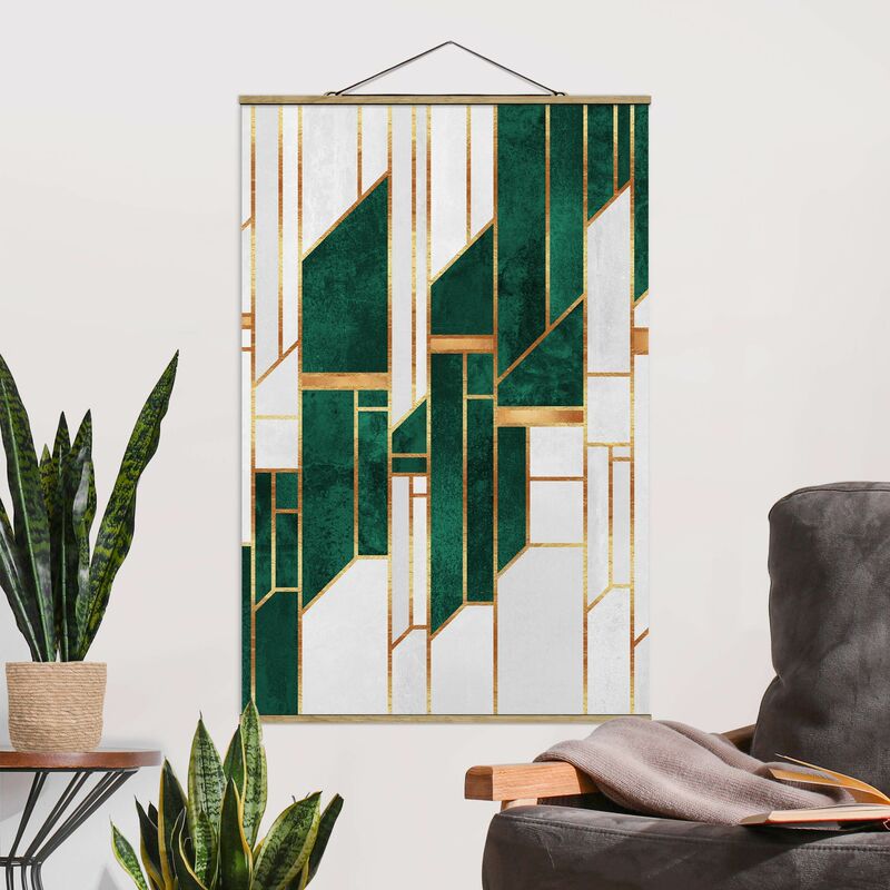 

Imagen de tela - Elisabeth Fredriksson - Emerald And gold Geometry - Alto 3:2 Dimensión LxA: 120cm x 80cm