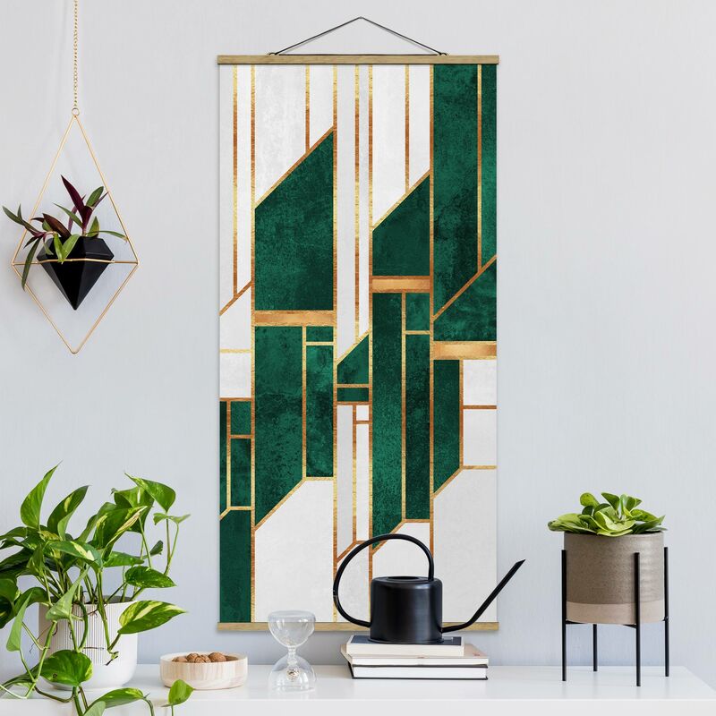 

Imagen de tela - Elisabeth Fredriksson - Emerald And gold Geometry - Alto 2:1 Dimensión LxA: 100cm x 50cm