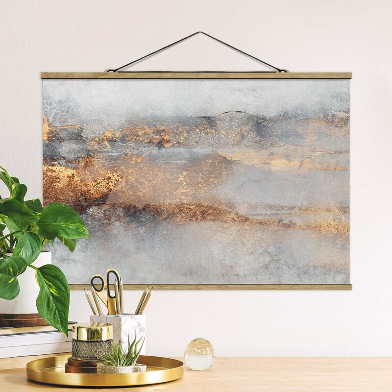 

Imagen de tela - Elisabeth Fredriksson - Gold Grey Fog - Apaisado 2:3 Dimensión LxA: 66.5cm x 100cm