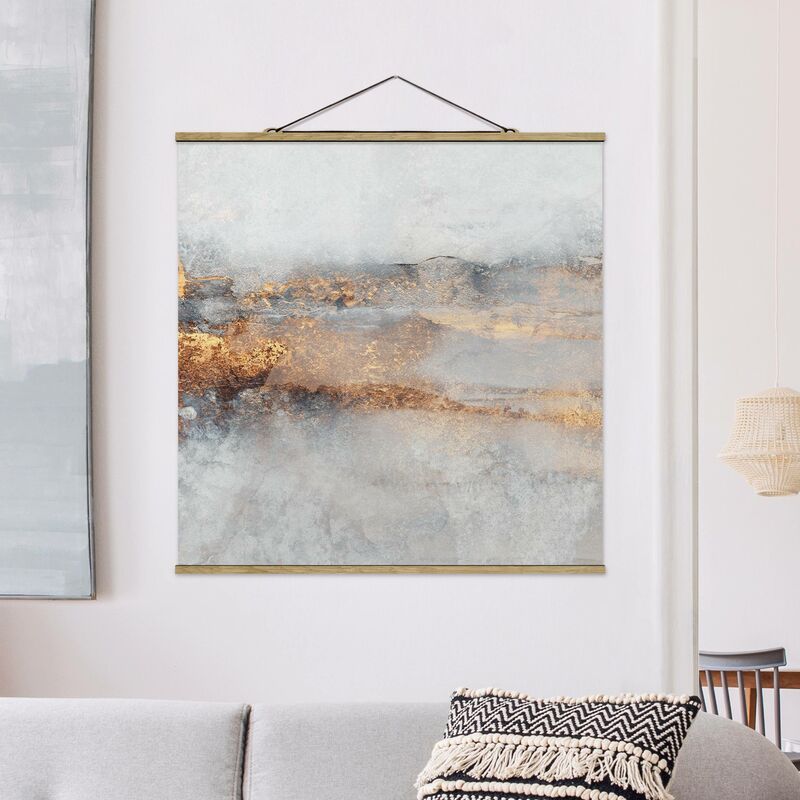 

Imagen de tela - Elisabeth Fredriksson - Gold Grey Fog - Cuadrado 1:1 Dimensión LxA: 35cm x 35cm