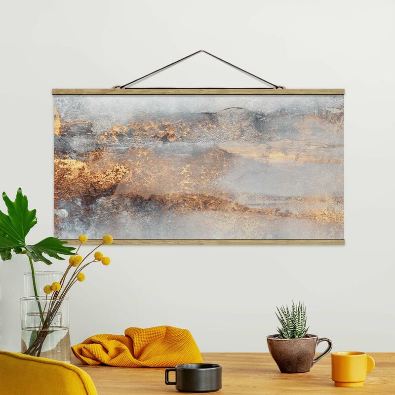 

Imagen de tela - Elisabeth Fredriksson - Gold Grey Fog - Apaisado 1:2 Dimensión LxA: 50cm x 100cm
