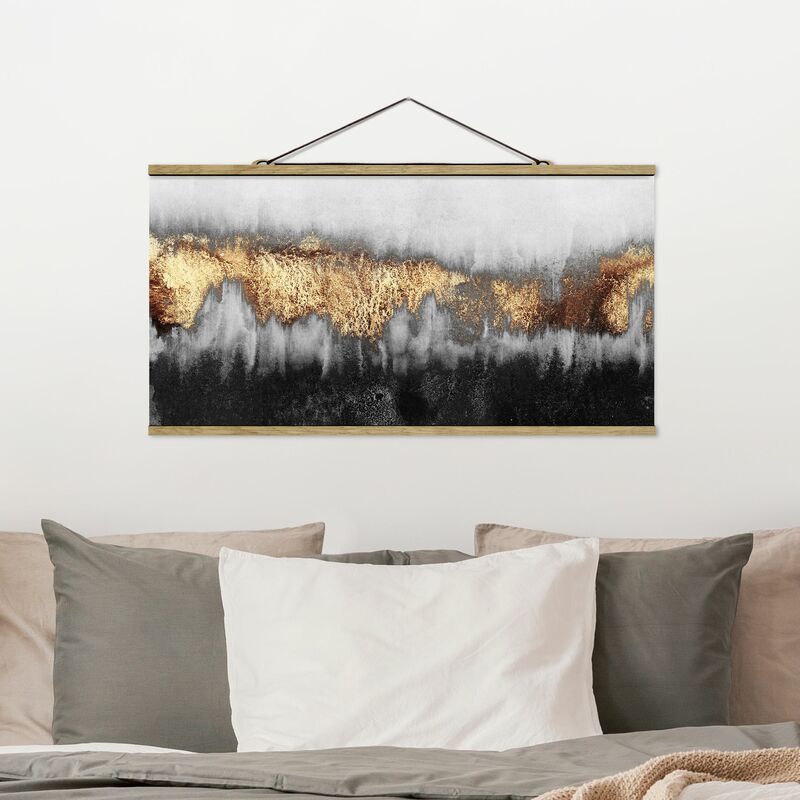 

Imagen de tela - Elisabeth Fredriksson - Gold Tracks In Watercolor - Apaisado 1:2 Dimensión LxA: 50cm x 100cm