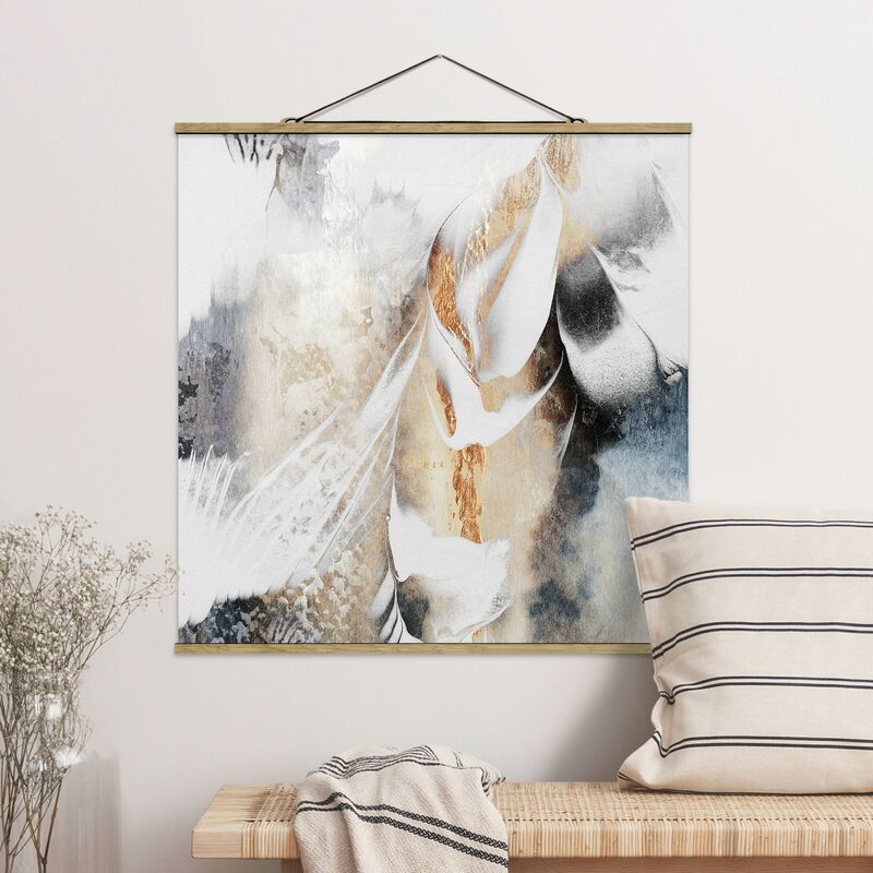 

Imagen de tela - Elisabeth Fredriksson - Golden Abstract Painting Winter - Cuadrado 1:1 Dimensión LxA: 80cm x 80cm