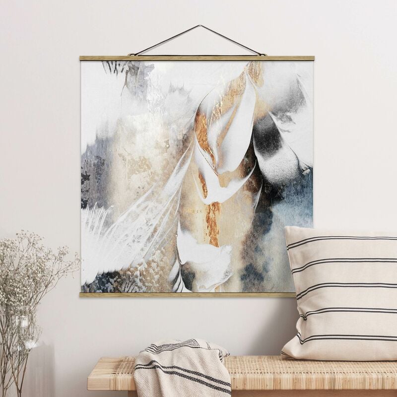 

Imagen de tela - Elisabeth Fredriksson - Golden Abstract Painting Winter - Cuadrado 1:1 Dimensión LxA: 100cm x 100cm