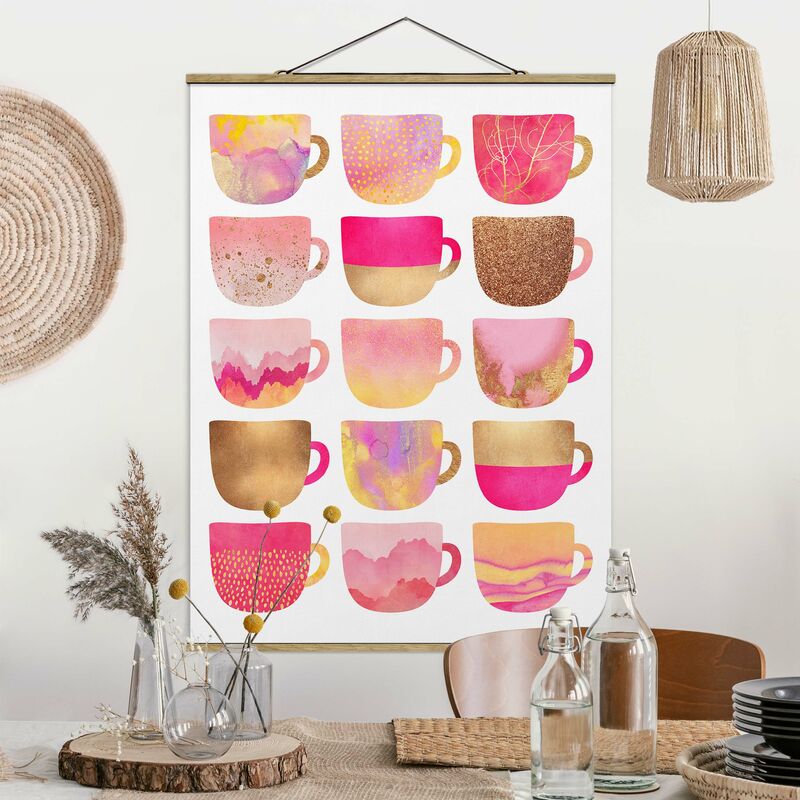 

Imagen de tela - Elisabeth Fredriksson - Golden Cups With Pink - Alto 4:3 Dimensión LxA: 133.5cm x 100cm