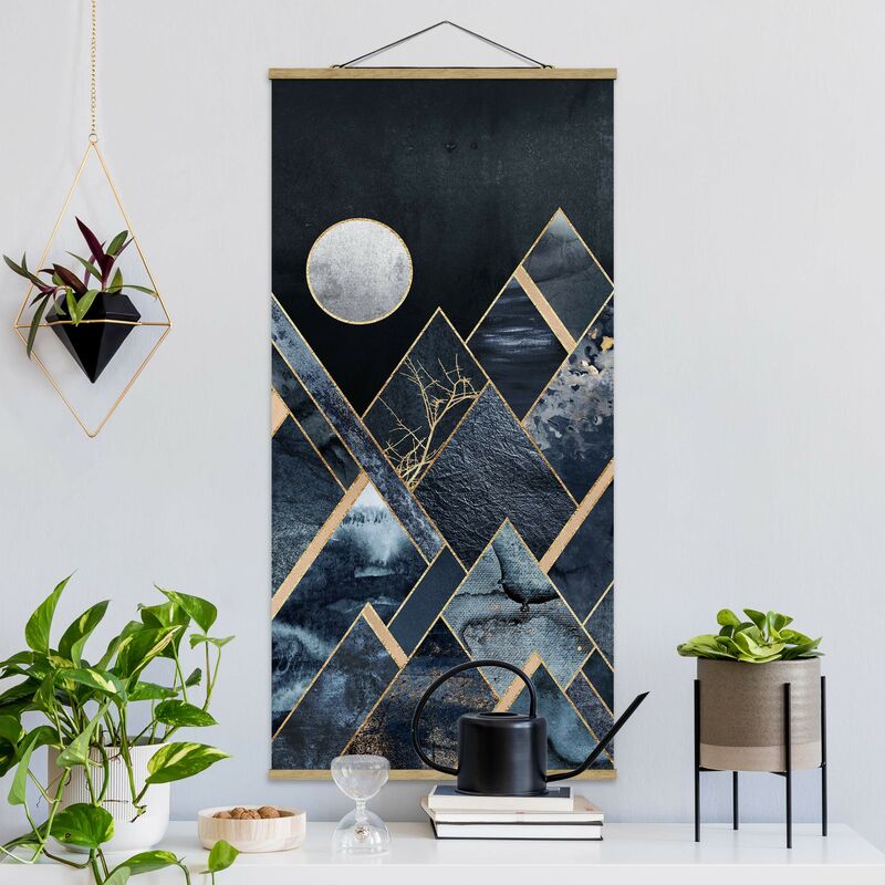 

Imagen de tela - Elisabeth Fredriksson - Golden Moon Abstract Black Mountains - Alto 2:1 Dimensión LxA: 70cm x 35cm