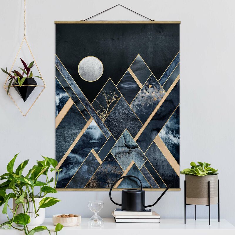 

Imagen de tela - Elisabeth Fredriksson - Golden Moon Abstract Black Mountains - Alto 4:3 Dimensión LxA: 133.5cm x 100cm