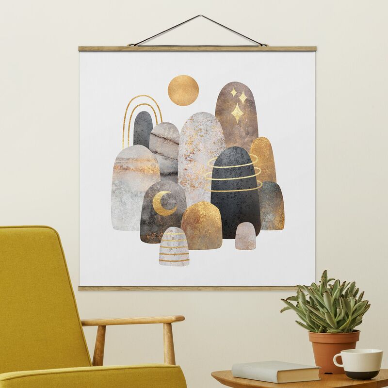 

Imagen de tela - Elisabeth Fredriksson - Golden Mountain With Moon - Cuadrado 1:1 Dimensión LxA: 35cm x 35cm