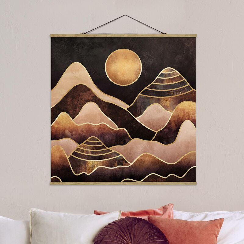 

Imagen de tela - Elisabeth Fredriksson - Golden Sun Abstract Mountains - Cuadrado 1:1 Dimensión LxA: 100cm x 100cm