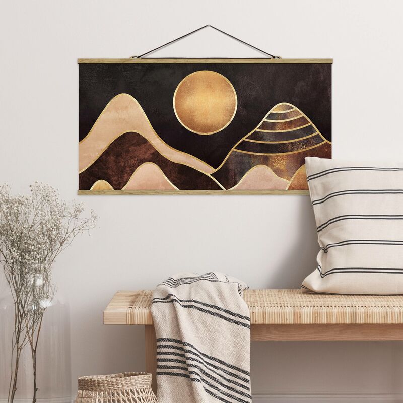 

Imagen de tela - Elisabeth Fredriksson - Golden Sun Abstract Mountains - Apaisado 1:2 Dimensión LxA: 50cm x 100cm
