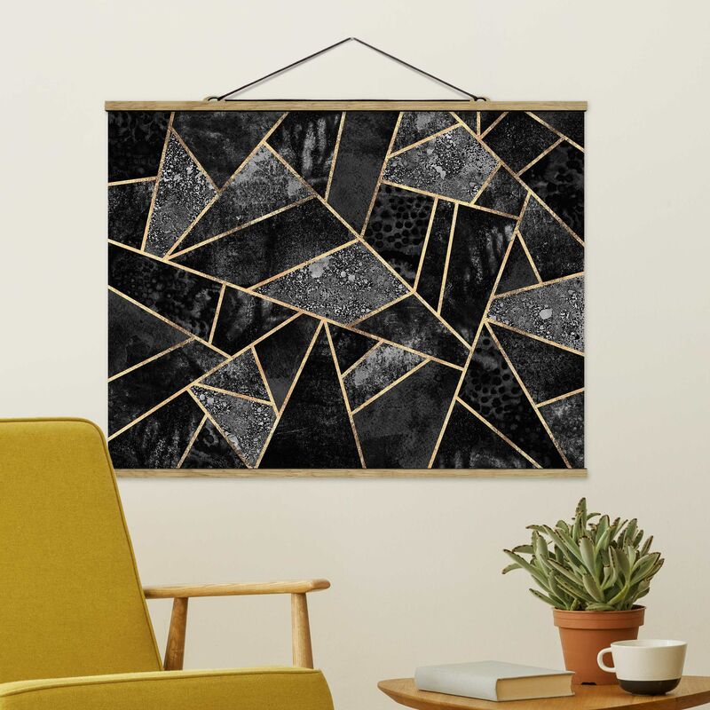 

Imagen de tela - Elisabeth Fredriksson - Gray Triangles Gold - Apaisado 3:4 Dimensión LxA: 75cm x 100cm