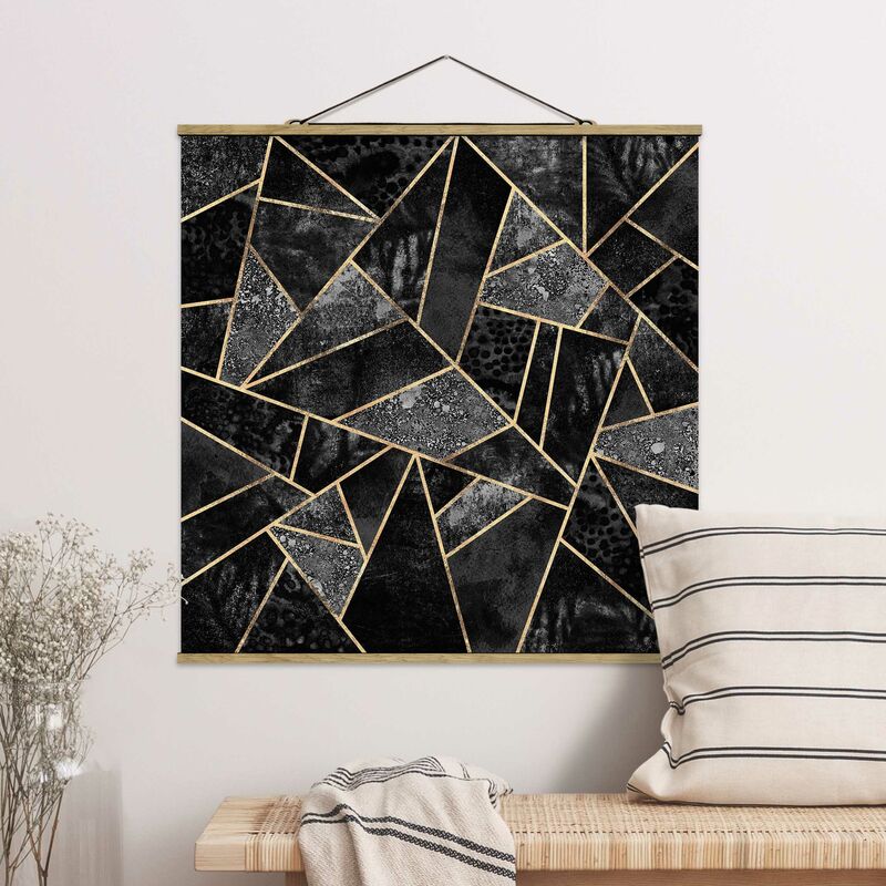 

Imagen de tela - Elisabeth Fredriksson - Gray Triangles Gold - Cuadrado 1:1 Dimensión LxA: 50cm x 50cm