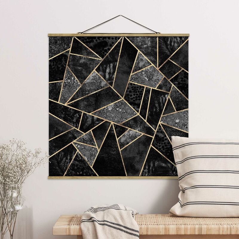 

Imagen de tela - Elisabeth Fredriksson - Gray Triangles Gold - Cuadrado 1:1 Dimensión LxA: 35cm x 35cm