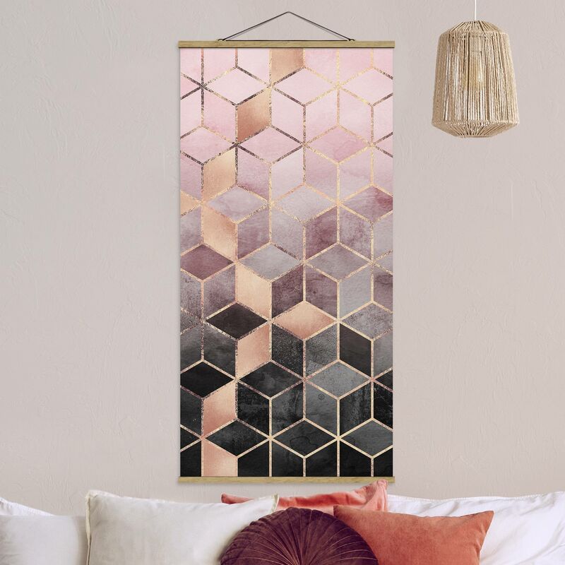 

Imagen de tela - Elisabeth Fredriksson - Pink Gray Golden Geometry - Alto 2:1 Dimensión LxA: 70cm x 35cm