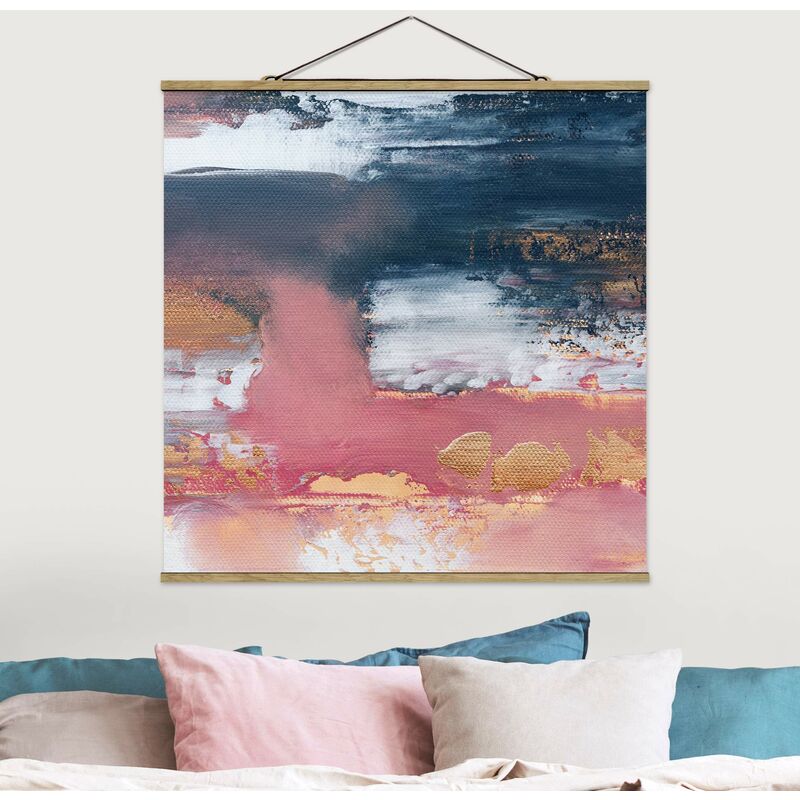 

Imagen de tela - Elisabeth Fredriksson - Pink Storm With Gold - Cuadrado 1:1 Dimensión LxA: 100cm x 100cm