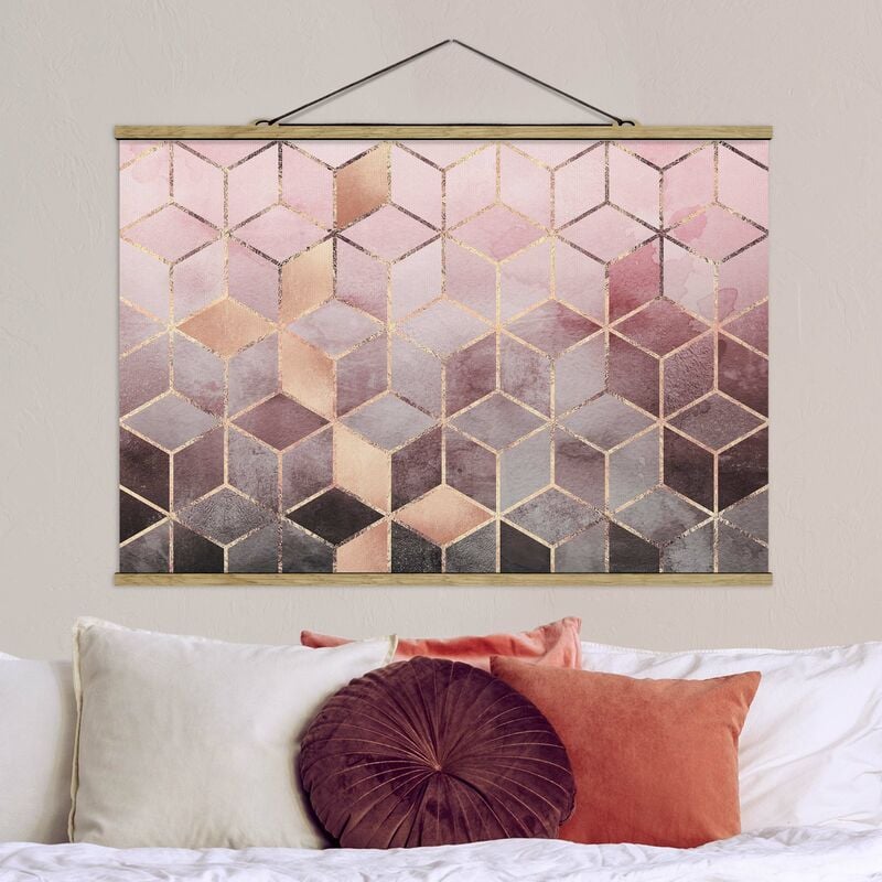 

Imagen de tela - Elisabeth Fredriksson - Pink Gray Golden Geometry - Apaisado 2:3 Dimensión LxA: 33.5cm x 50cm