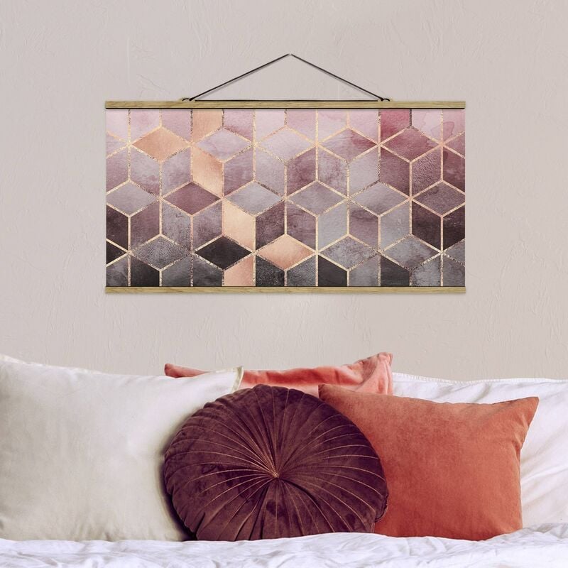 

Imagen de tela - Elisabeth Fredriksson - Pink Gray Golden Geometry - Apaisado 1:2 Dimensión LxA: 25cm x 50cm
