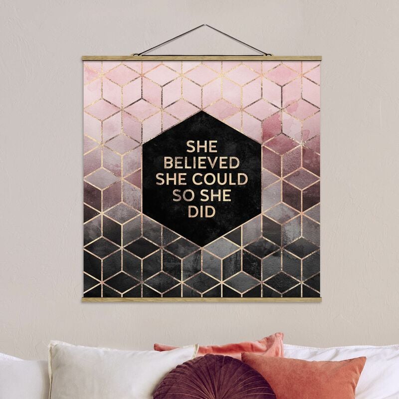 

Imagen de tela - Elisabeth Fredriksson - She Believed She Could Rose Gold - Cuadrado 1:1 Dimensión LxA: 80cm x 80cm