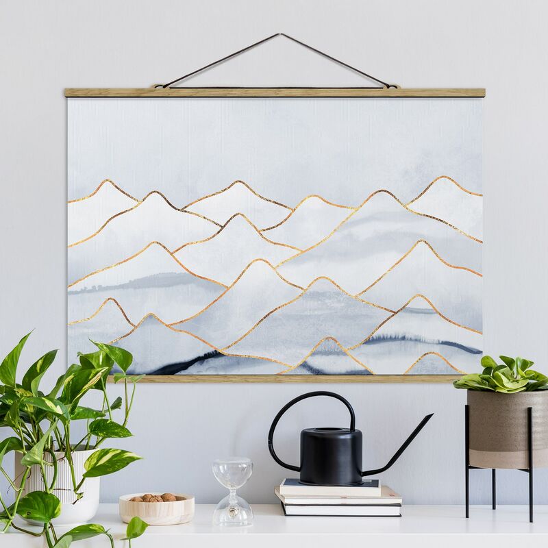 

Imagen de tela - Elisabeth Fredriksson - Watercolor Mountains White Gold - Apaisado 2:3 Dimensión LxA: 53.5cm x 80cm
