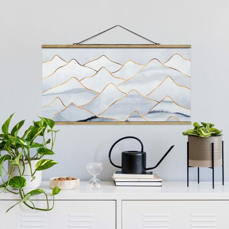 

Imagen de tela - Elisabeth Fredriksson - Watercolor Mountains White Gold - Apaisado 1:2 Dimensión LxA: 40cm x 80cm