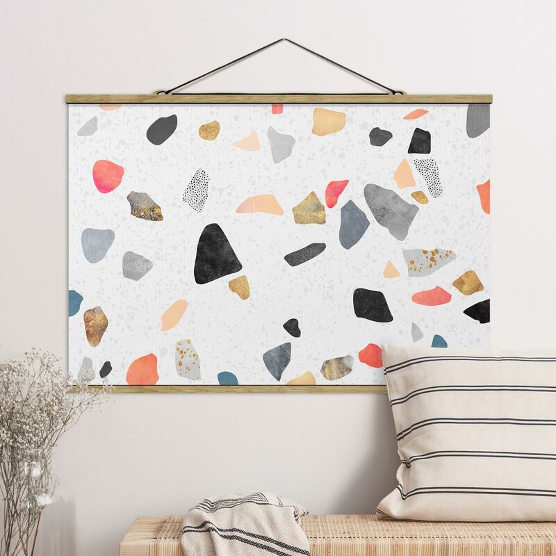 

Imagen de tela - Elisabeth Fredriksson - White Terrazzo With Golden Stones - Apaisado 2:3 Dimensión LxA: 53.5cm x 80cm