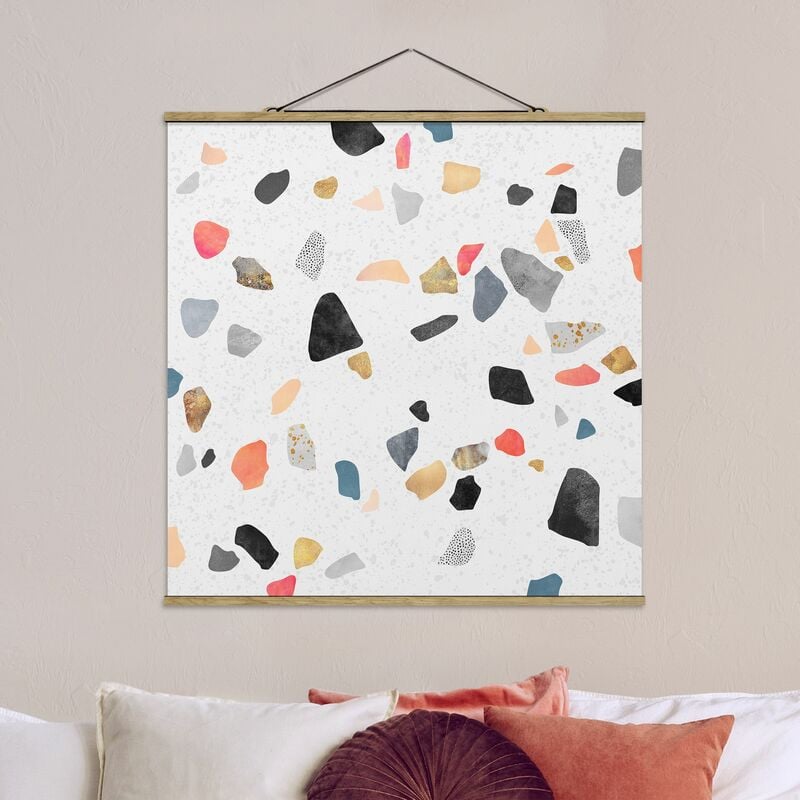 

Imagen de tela - Elisabeth Fredriksson - White Terrazzo With Golden Stones - Cuadrado 1:1 Dimensión LxA: 100cm x 100cm