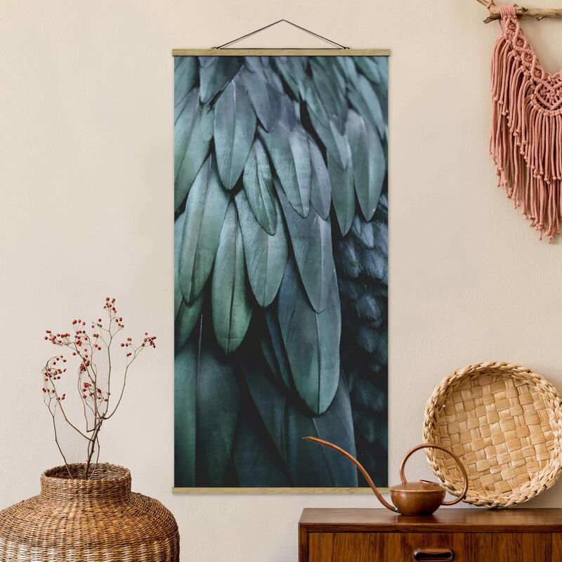 

Imagen de tela - Feathers In Aquamarine - Alto 2:1 Dimensión LxA: 100cm x 50cm