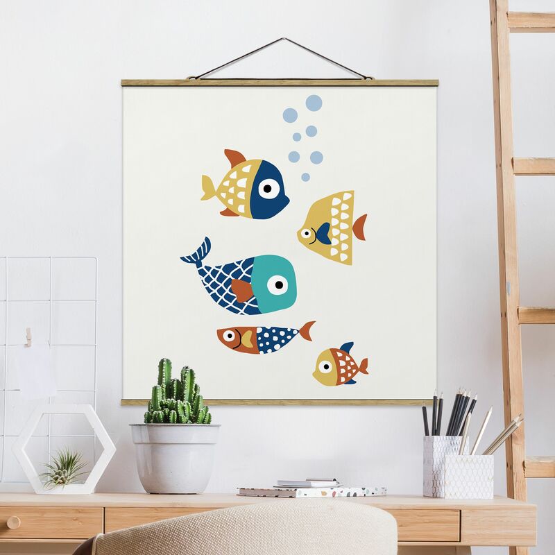 

Imagen de tela - Five Fish Friends - Cuadrado 1:1 Dimensión LxA: 35cm x 35cm