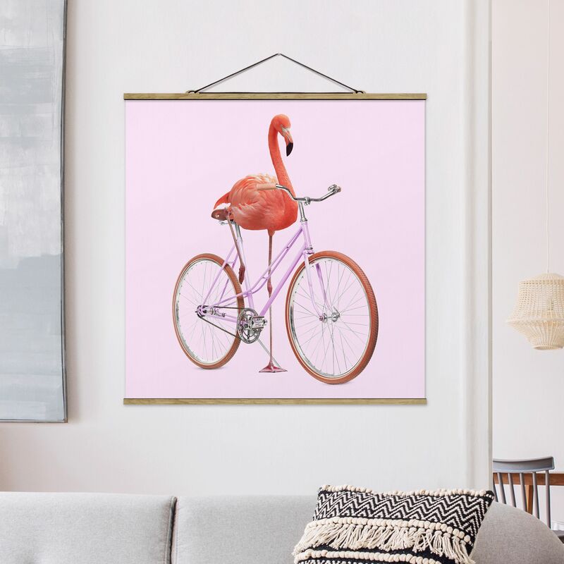 

Imagen de tela - Flamingo With Bicycle - Cuadrado 1:1 Dimensión LxA: 80cm x 80cm