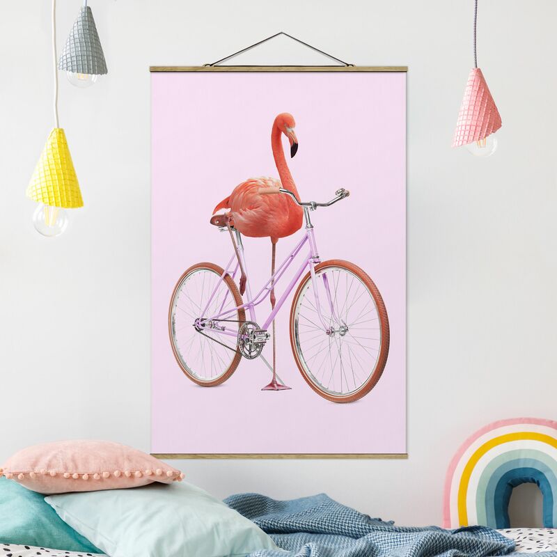 

Imagen de tela - Flamingo With Bicycle - Alto 3:2 Dimensión LxA: 120cm x 80cm