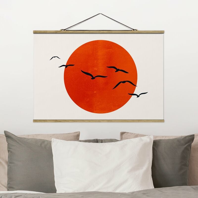 

Imagen de tela - Flock Of Birds In Front Of Red Sun I - Apaisado 2:3 Dimensión LxA: 23.5cm x 35cm