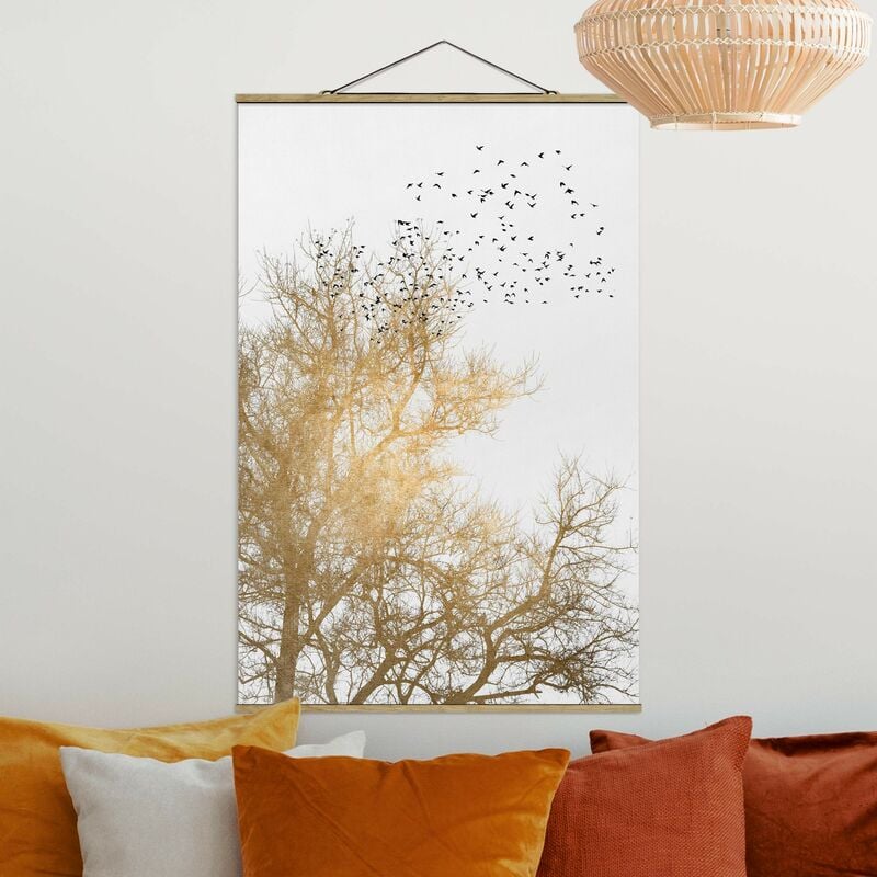 

Imagen de tela - Flock Of Birds In Front Of Golden Tree - Alto 3:2 Dimensión LxA: 52.5cm x 35cm