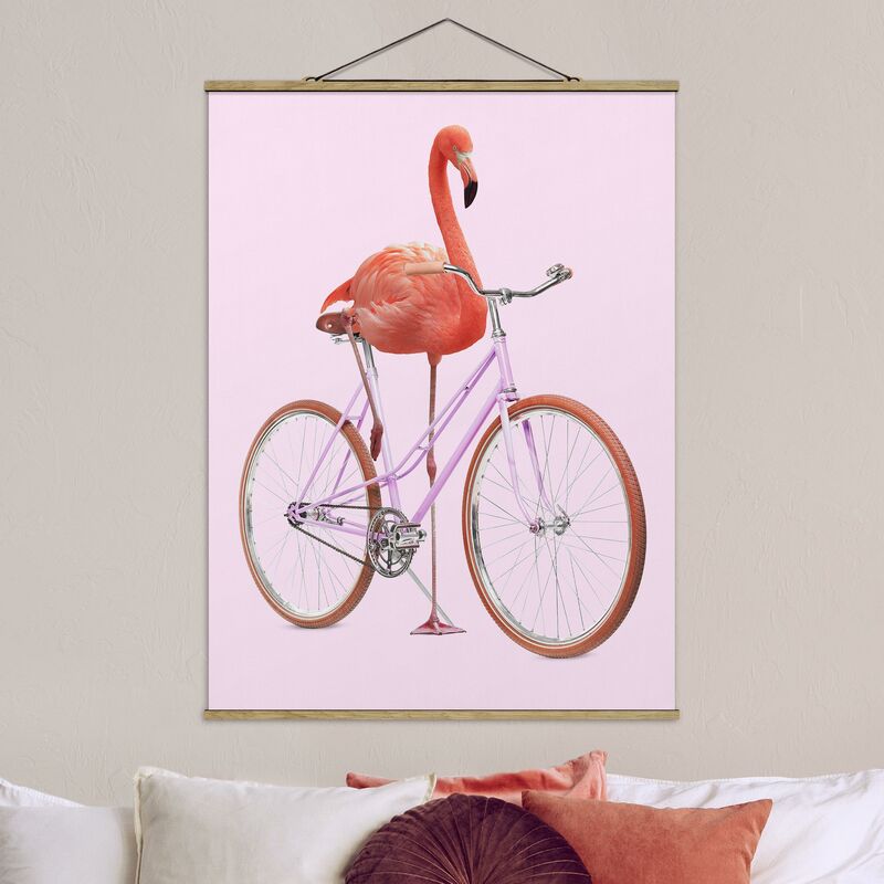 

Imagen de tela - Flamingo With Bicycle - Alto 4:3 Dimensión LxA: 66.4cm x 50cm