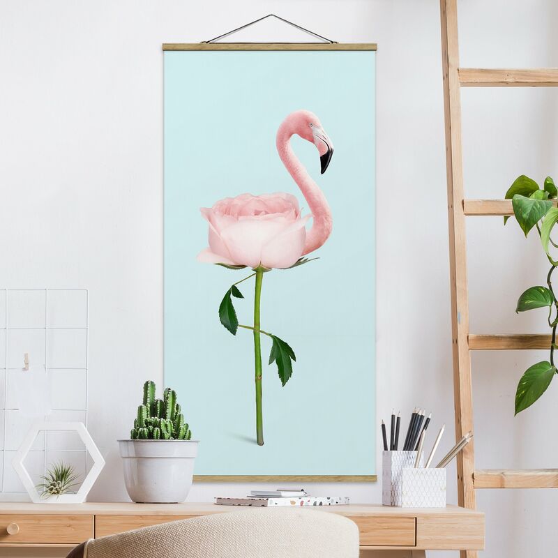 

Imagen de tela - Flamingo With Rose - Alto 2:1 Dimensión LxA: 70cm x 35cm