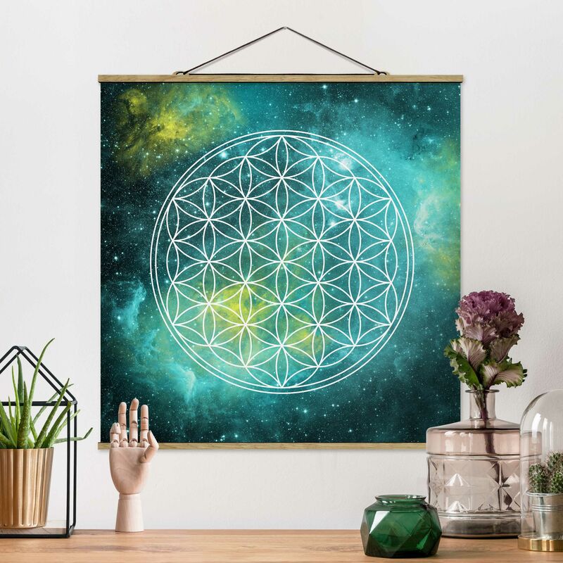 

Imagen de tela - Flower Of Life In The Light Of The Stars - Cuadrado 1:1 Dimensión LxA: 35cm x 35cm