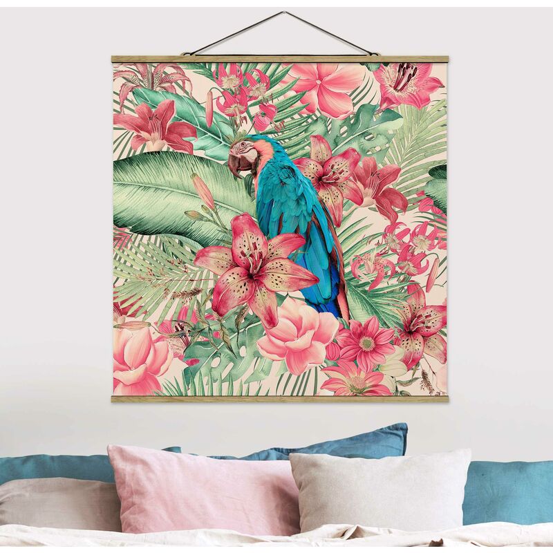 

Imagen de tela - Floral Paradise Tropical Parrot - Cuadrado 1:1 Dimensión LxA: 100cm x 100cm