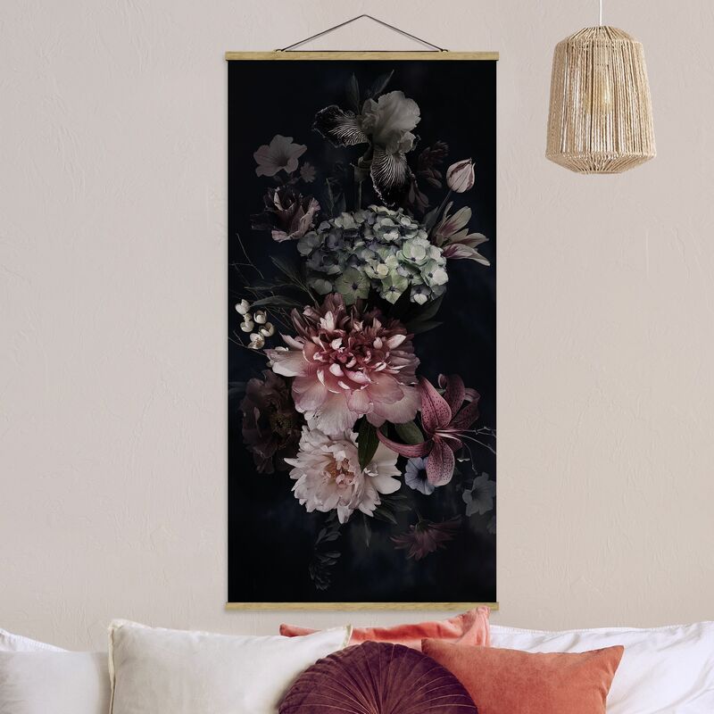 

Imagen de tela - Flowers With Fog On Black - Alto 2:1 Dimensión LxA: 100cm x 50cm
