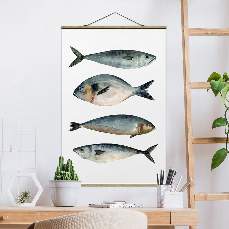 

Imagen de tela - Four Fish In Watercolor II - Alto 3:2 Dimensión LxA: 120cm x 80cm