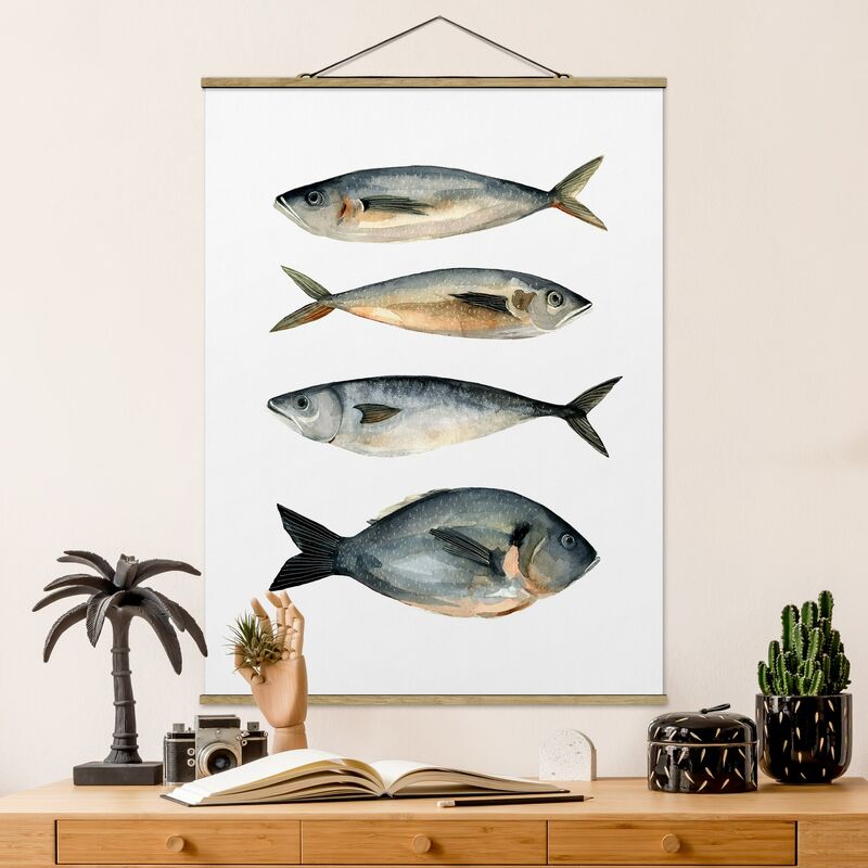 

Imagen de tela - Four Fish In Watercolor I - Alto 4:3 Dimensión LxA: 66.4cm x 50cm