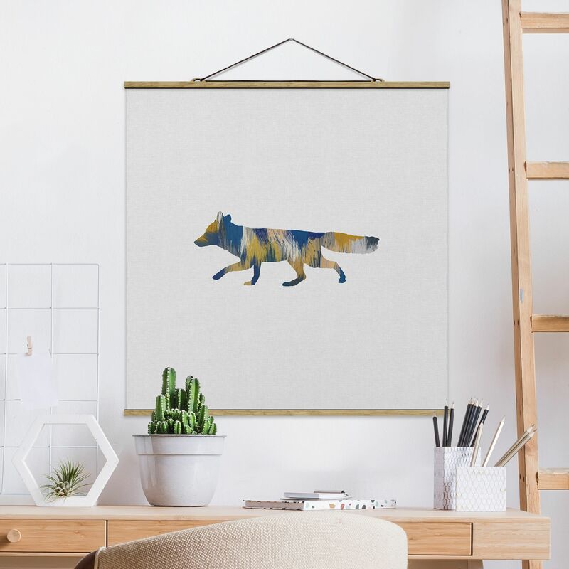 

Imagen de tela - Fox In Blue And Yellow - Cuadrado 1:1 Dimensión LxA: 35cm x 35cm