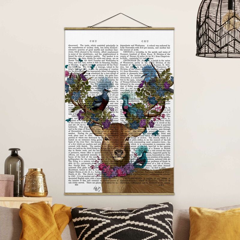

Imagen de tela - Fowler - Deer With Pigeons - Alto 3:2 Dimensión LxA: 150cm x 100cm