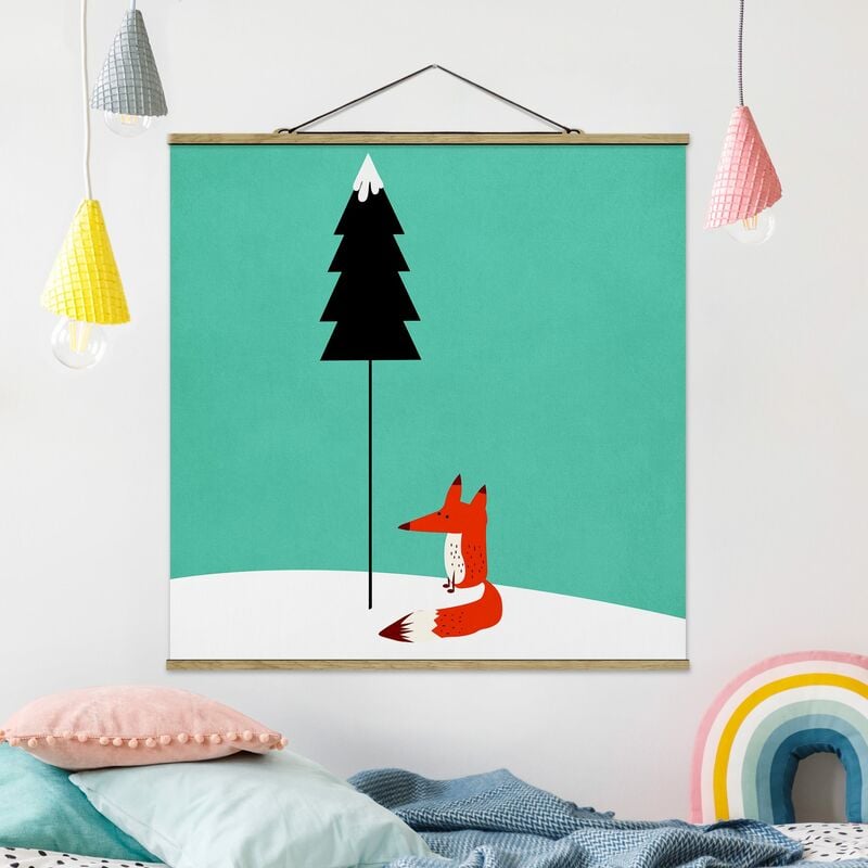 

Imagen de tela - Fox Under The Fir Tree - Cuadrado 1:1 Dimensión LxA: 50cm x 50cm