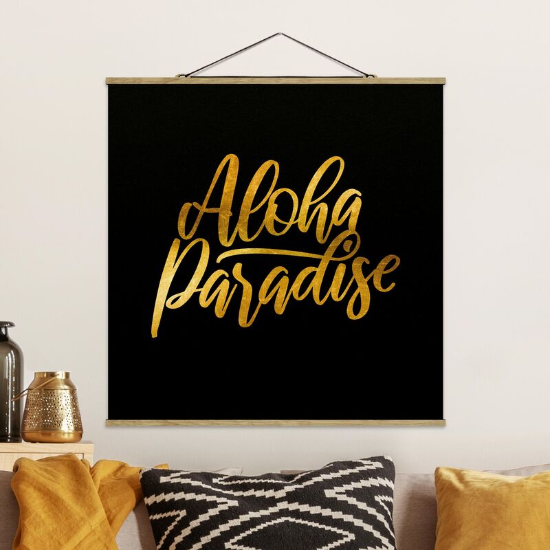 

Imagen de tela - Gold - Aloha Paradise On Black - Cuadrado 1:1 Dimensión LxA: 35cm x 35cm