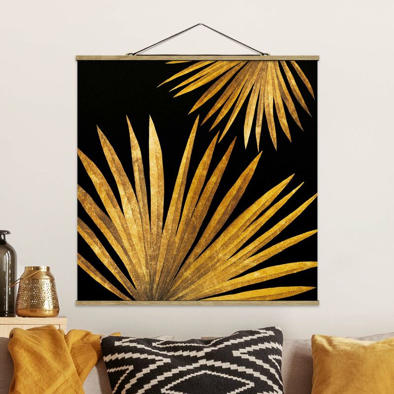 

Imagen de tela - Gold - Palm Leaf On Black - Cuadrado 1:1 Dimensión LxA: 80cm x 80cm