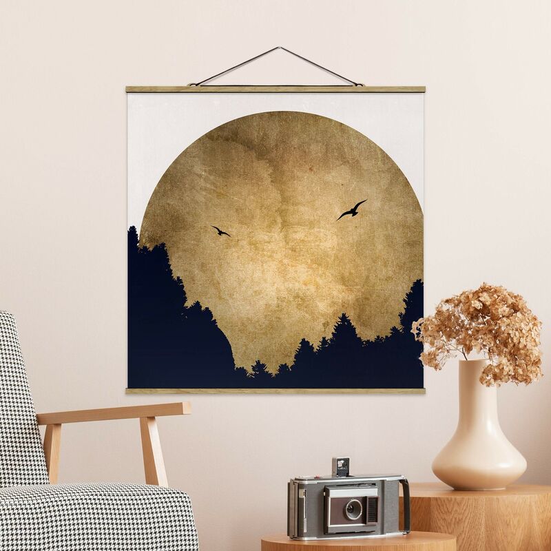 

Imagen de tela - Gold Moon In The Forest - Cuadrado 1:1 Dimensión LxA: 35cm x 35cm