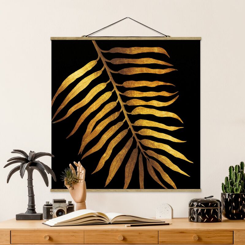 

Imagen de tela - Gold - Palm Leaf II On Black - Cuadrado 1:1 Dimensión LxA: 100cm x 100cm