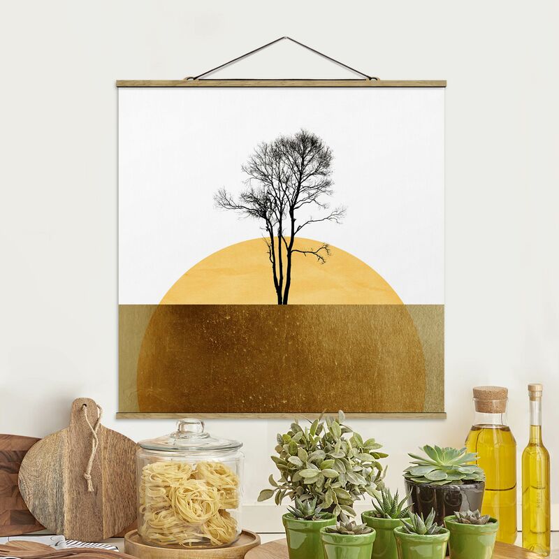 

Imagen de tela - Golden Sun With Tree - Cuadrado 1:1 Dimensión LxA: 80cm x 80cm