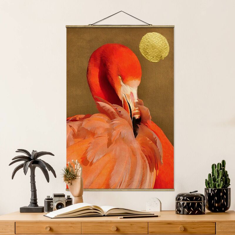 

Bilderwelten - Imagen de tela - Golden Moon With Flamingo - Alto 3:2 Dimensión LxA: 52.5cm x 35cm