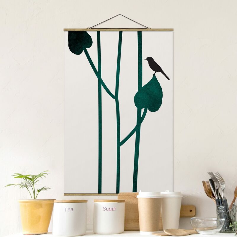 

Bilderwelten - Imagen de tela - Graphical Plant World - Bird On Leaf - Alto 3:2 Dimensión LxA: 52.5cm x 35cm